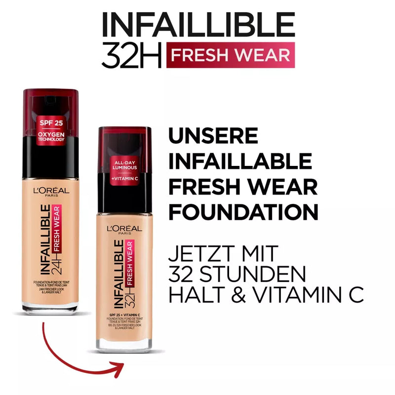 L'ORÉAL PARIS   Make-up Infaillible 32h Fresh Wear 250 Radiant Sand, SPF 25, 30 ml