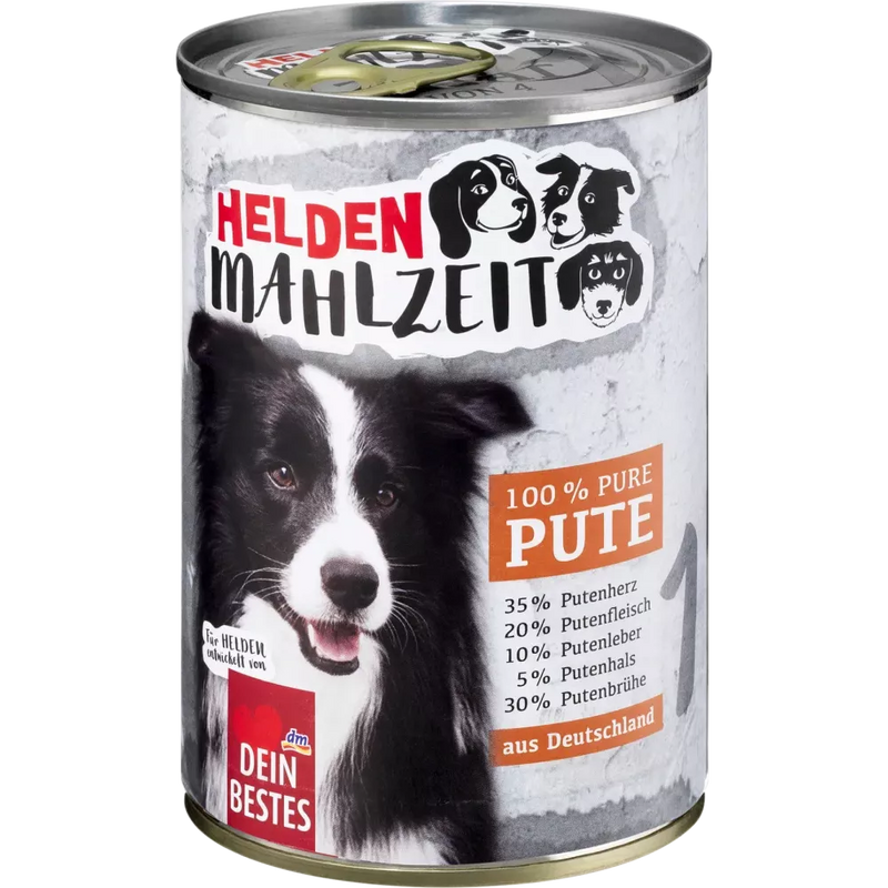 Dein Bestes Natvoer voor honden, Heldenmahlzeit, 100% zuivere kalkoen, 400 g