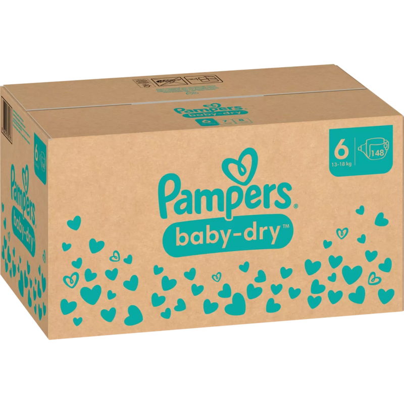 Pampers Luiers Baby Dry Gr.6 Extra Large (13-18 kg), maandelijkse doos, 148 stuks.