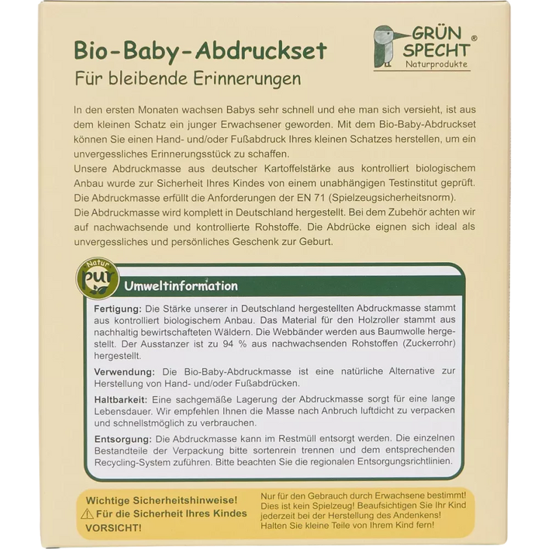 Grünspecht Biologische baby afdrukset, 1 stuk