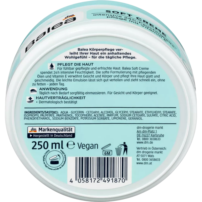 Balea Verzorgingscrème zacht, 250 ml