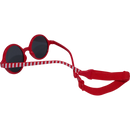 SUNDANCE Zonnebril voor kinderen met rood-wit streeppatroon met hoofdband en zwarte tint, 1 st.