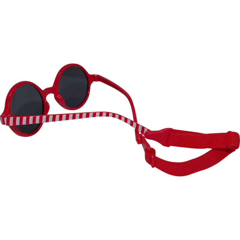 SUNDANCE Zonnebril voor kinderen met rood-wit streeppatroon met hoofdband en zwarte tint, 1 st.