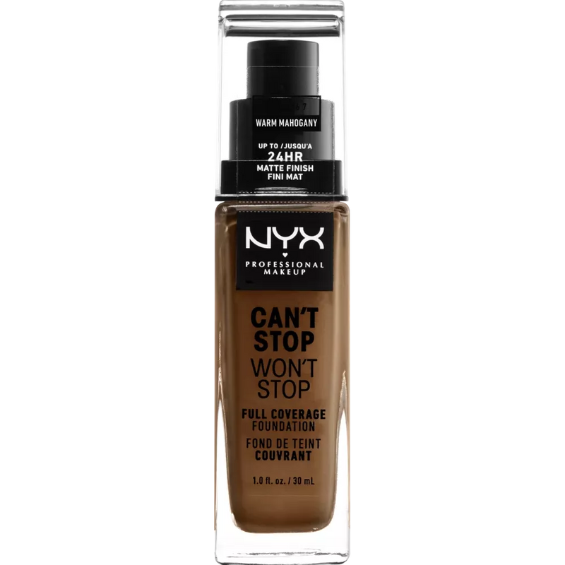 NYX PROFESSIONAL MAKEUP Foundation Can't Stop Won't Stop 24-Hour Warm Mahogany 16.7, 30 ml