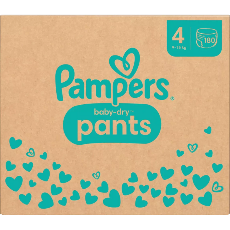 Pampers Babybroekjes Baby Dry Gr.4 Maxi (9-15 kg), maandelijkse doos, 180 stuks.