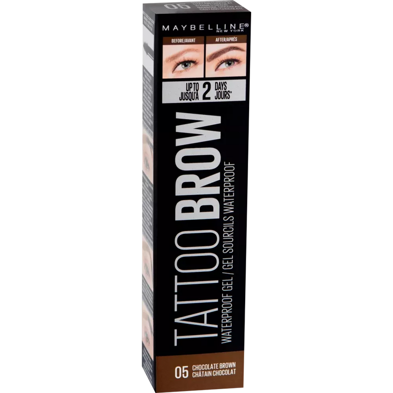 Maybelline New York Wenkbrauwpotlood Tattoo Brow Waterproof Gel 05 chocoladebruin, 6,8 ml