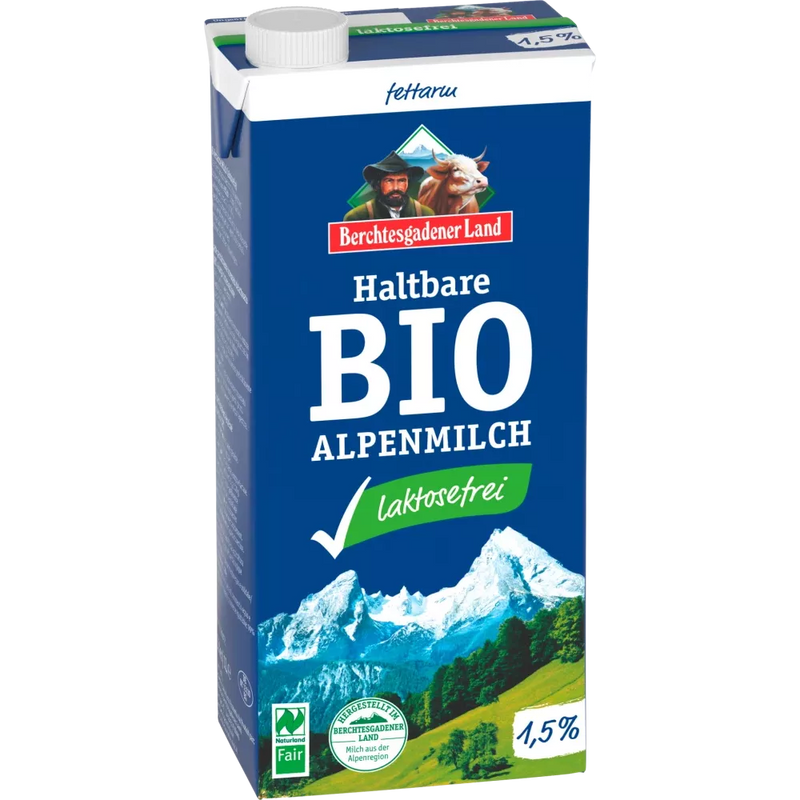Berchtesgadener Land Melk, houdbare alpenmelk, 1,5% vet, lactosevrij, 1 l