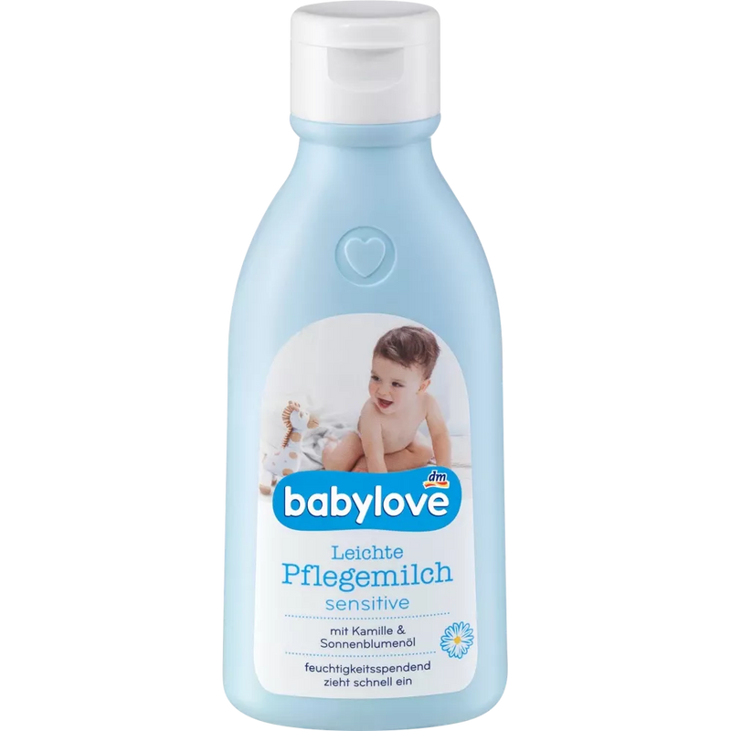 babylove icht verzorgende melk gevoelig met kamille en panthenol (250 ml)