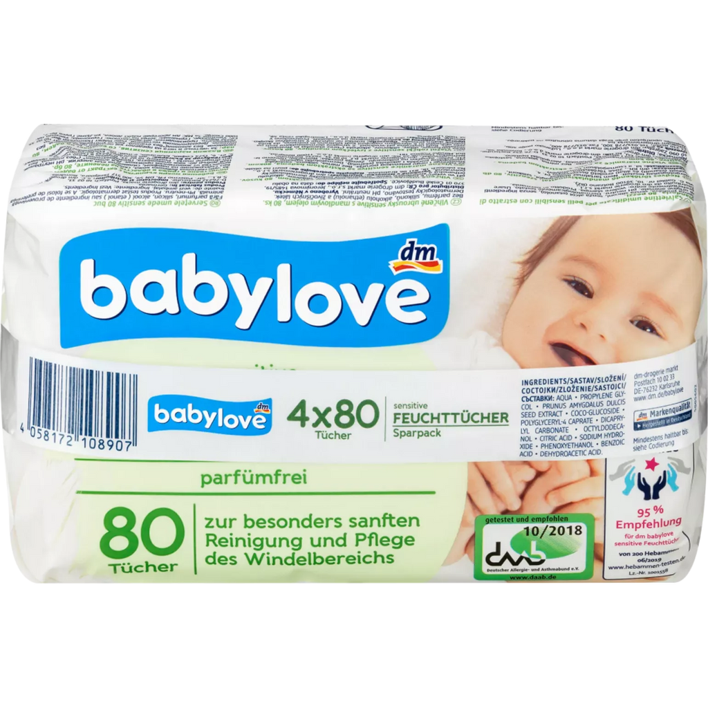 Babylove babylove Natte Doekjes Sensitive (12x80 St) 960 St - Duitse Babylove babylove Natte Doekjes Sensitive (12x80 St) 960 St - Duitse