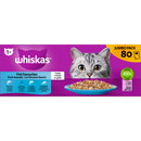 Whiskas Nat Kattenvoer Visselectie in Gelei, Adult 1+ Multipack (80x85 g), 6,8 kg
