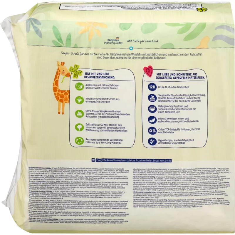 babylove nature Luiers maat 6, XL (15-20 kg), 27 stuks.