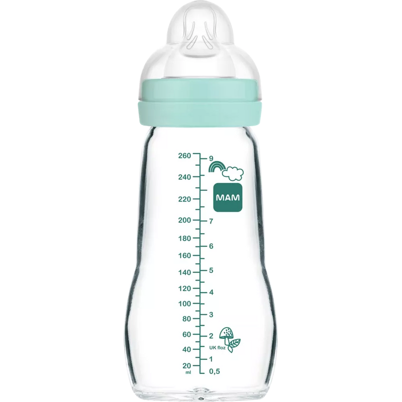 MAM Babyfles van glas Feel Good Elements groen, 260 ml, 1 stuk