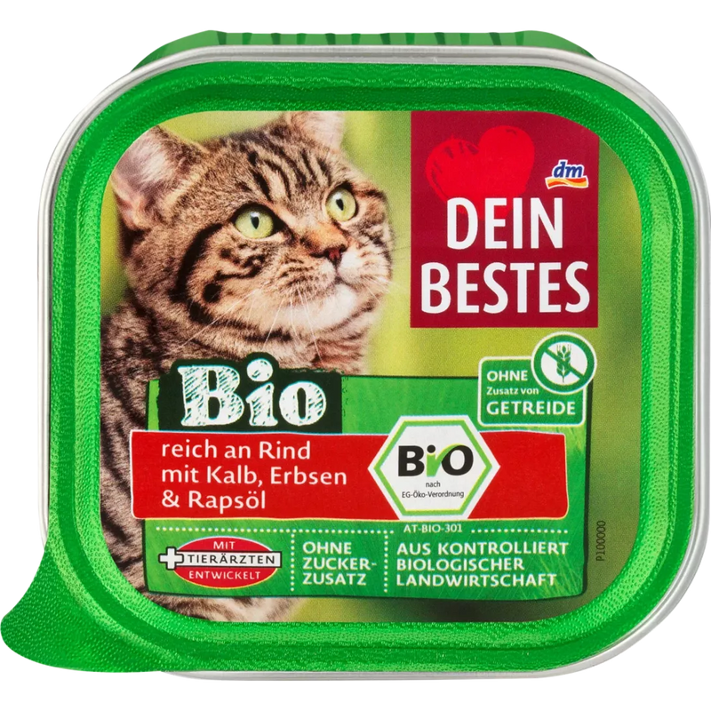Dein Bestes Natvoer voor katten, biologisch, rundvlees & kalfsvlees, 100 g