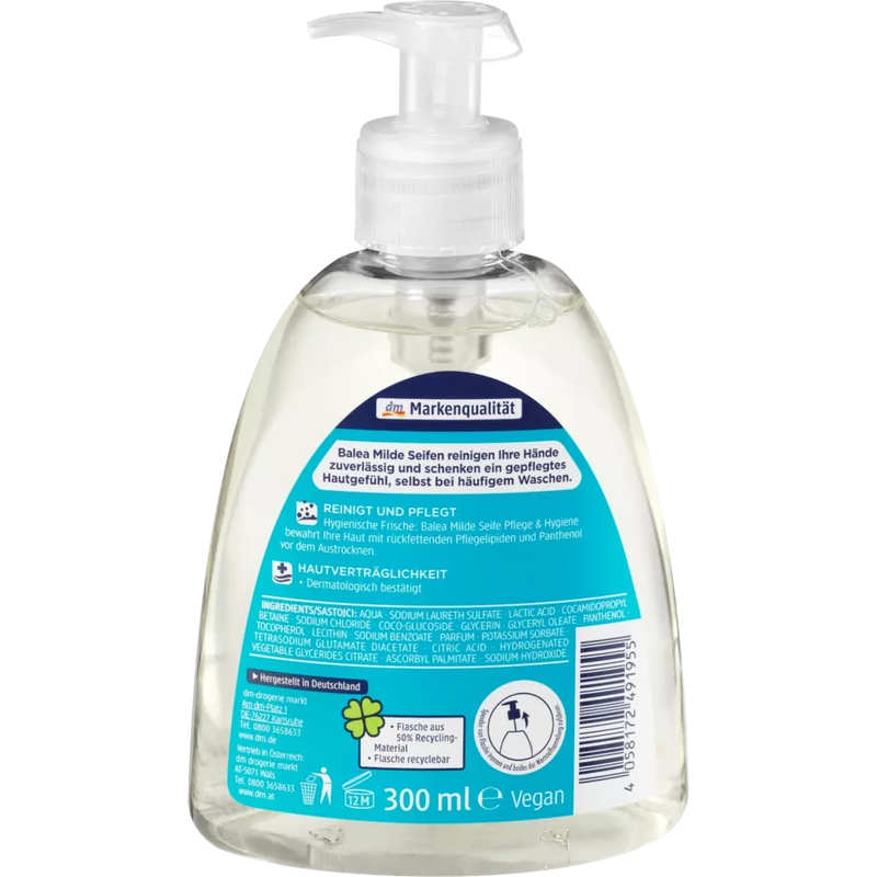 Balea Vloeibare zeep, milde zeep verzorging & hygiëne, antibacterieel, 300 ml