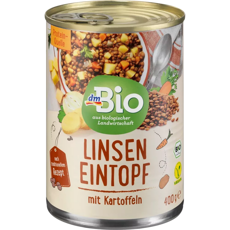 dmBio Stoofpotje, linzenstoofpot met aardappelen, 400 g