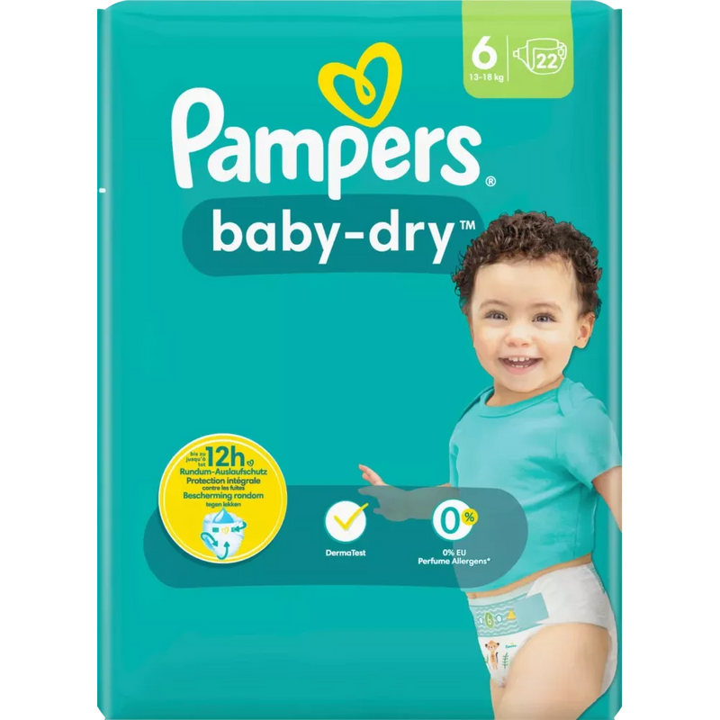 Pampers Luiers Baby Dry Gr.6 Extra Large (13-18 kg), 22 stuks.