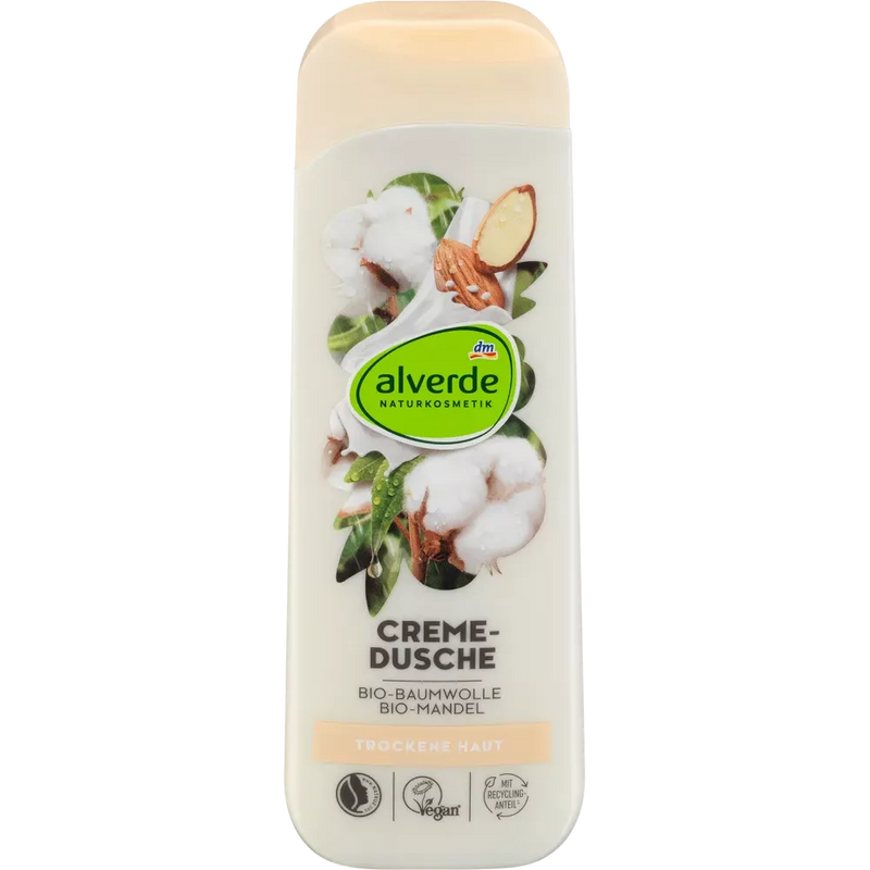 alverde NATURKOSMETIK Cream Shower Organic Cotton Organic Almond, 250 ml