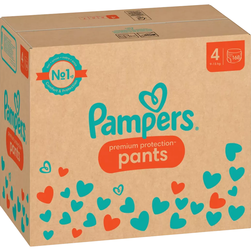 Pampers Luiers Premium Protection Pants Gr.4 Maxi (9-15k g), maandelijkse doos, 168 stuks.