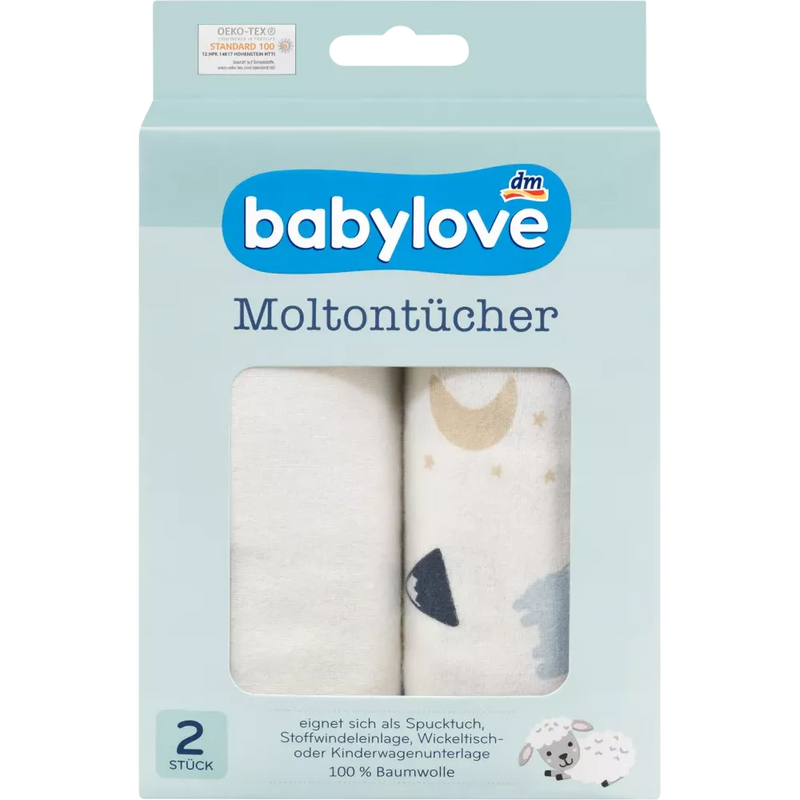 babylove Molletondoeken beer/wit, 2 stuks.