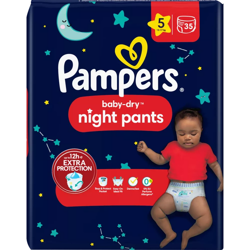 Pampers Babybroekjes nacht Baby Dry maat 5 (12-17 kg), 35 stuks.
