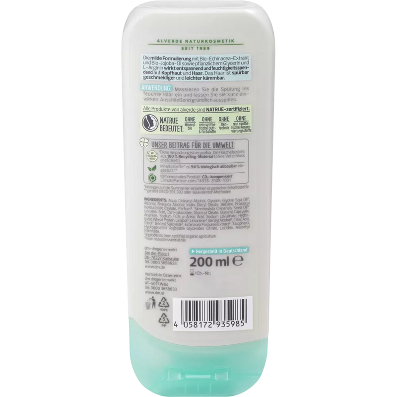 alverde NATURKOSMETIK Conditioner Sensitive Biologische echinacea, biologische jojoba, 200 ml