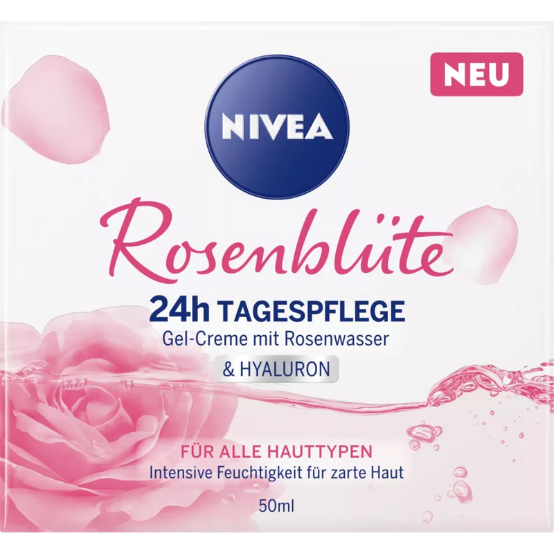 NIVEA Dagcrème Rozenbloesem, 24h Dagverzorging met Rozenwater & Hyaluron, 50 ml