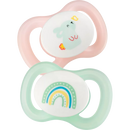 babylove Pasgeboren fopspeen symmetrisch, silicone, maat 0, konijn/regenboog, 2 st.