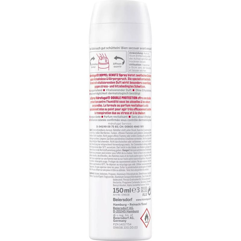 Hidrofugal Deo Spray Antiperspirant Dubbele Bescherming, 150 ml