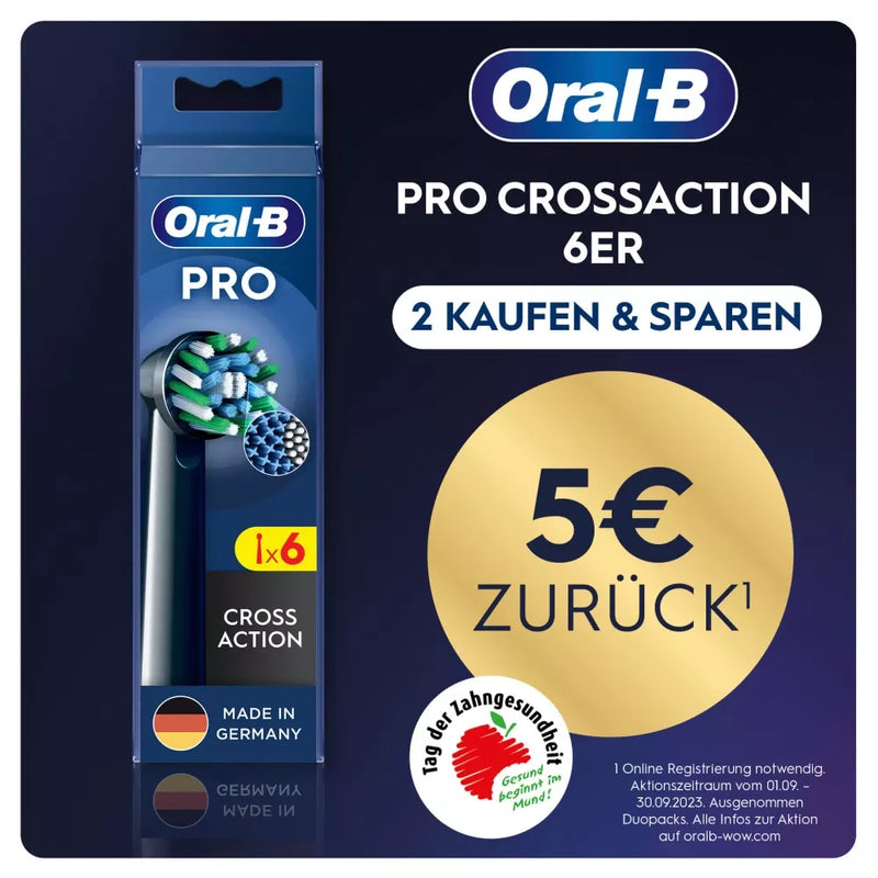 Oral-B PRO CrossAction borstels zwart, 6 stuks.