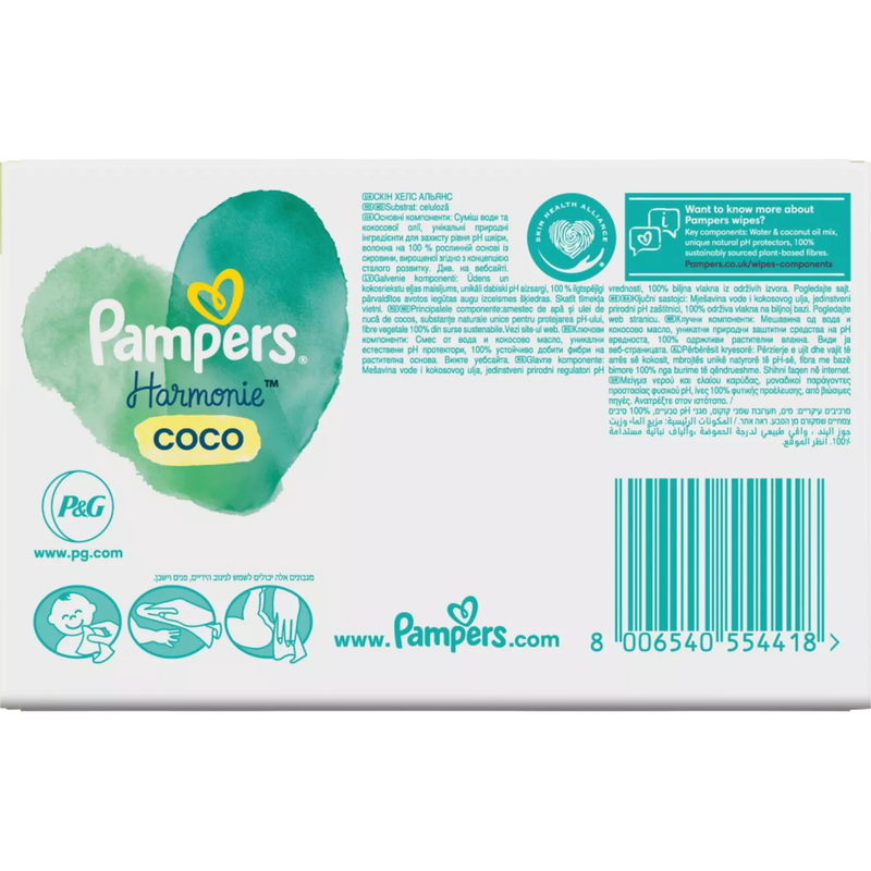 Pampers Natte doekjes Harmony Coconut (9x42 stuks), 378 stuks