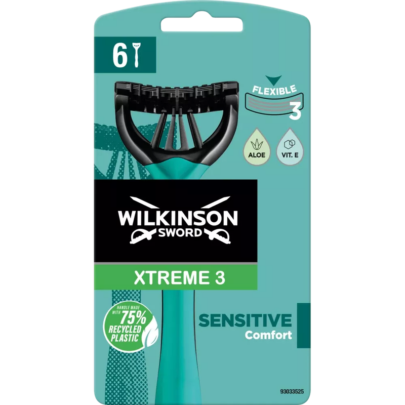 Wilkinson Wegwerpscheermesje, Xtreme 3 Sensitive Comfort Flexible, 6 stuks.