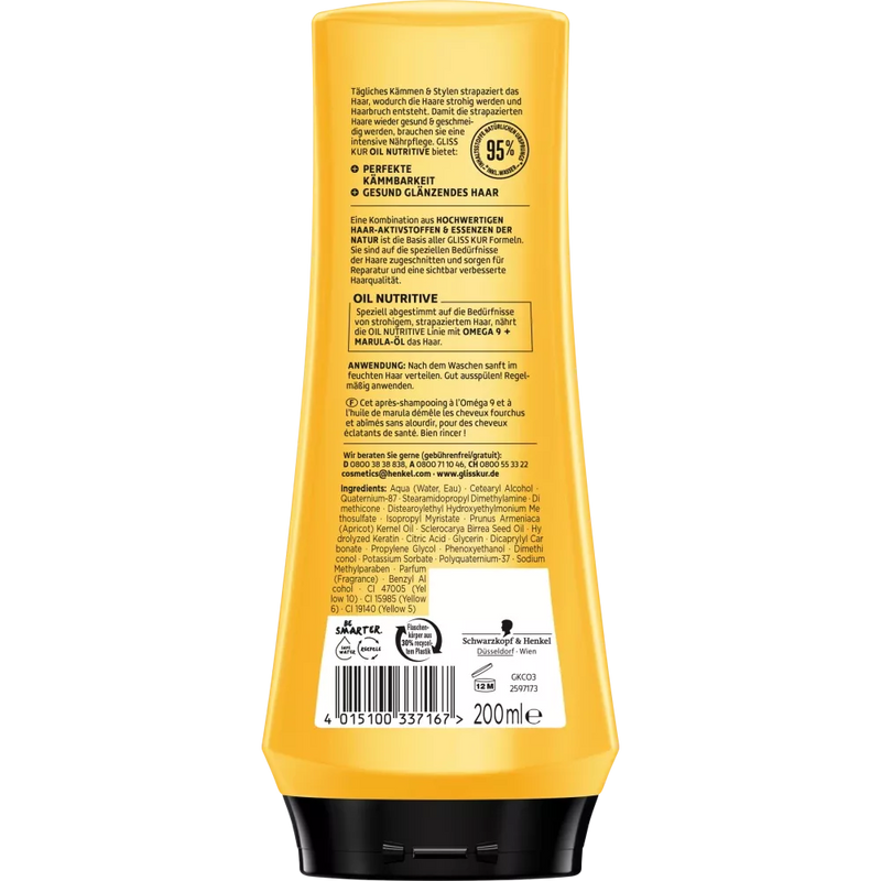 Schwarzkopf Gliss Kur Conditioner Oil Nutritive, 200 ml