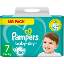 Couches Pampers Baby Dry, taille 7 Extra Large, 15+kg, lot de 2, 50 pièces.