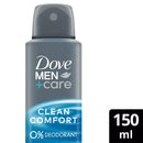 Déodorant spray Dove MEN+CARE Clean Comfort au complexe de zinc, 150 ml