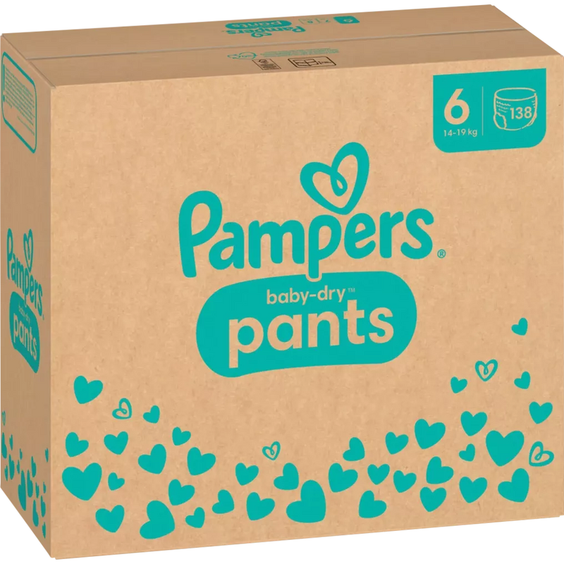 Pampers Babybroekjes Baby Dry Gr.6 Extra Large (14-19 kg), maandelijkse doos, 138 stuks.