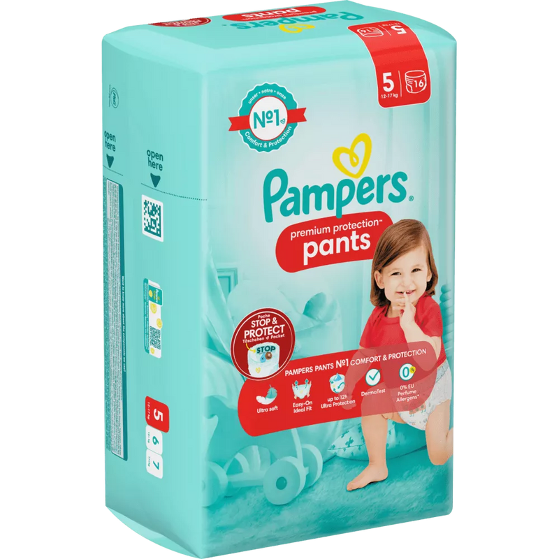 Pampers Babybroek Premium Protection maat 5 Junior (12-17 kg), 16 stuks.