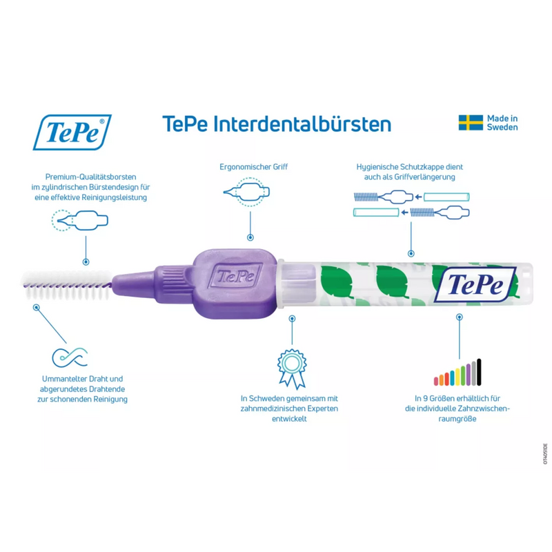 TePe Interdentale ragers violet 1.1mm ISO 6, 8 stuks.