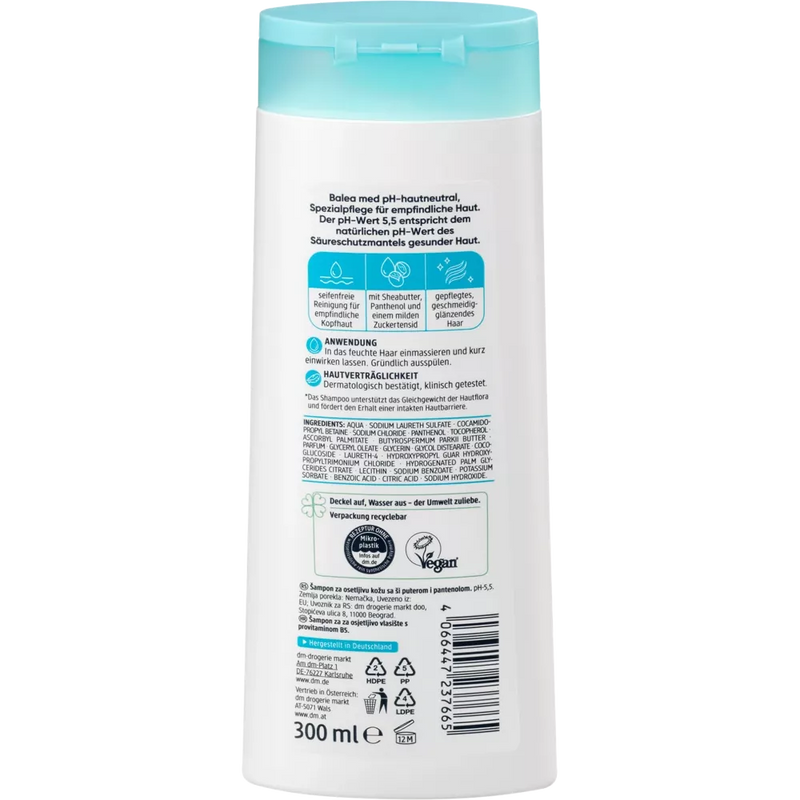 Balea MED Shampoo huidneutraal, voor gevoelige hoofdhuid, 300 ml