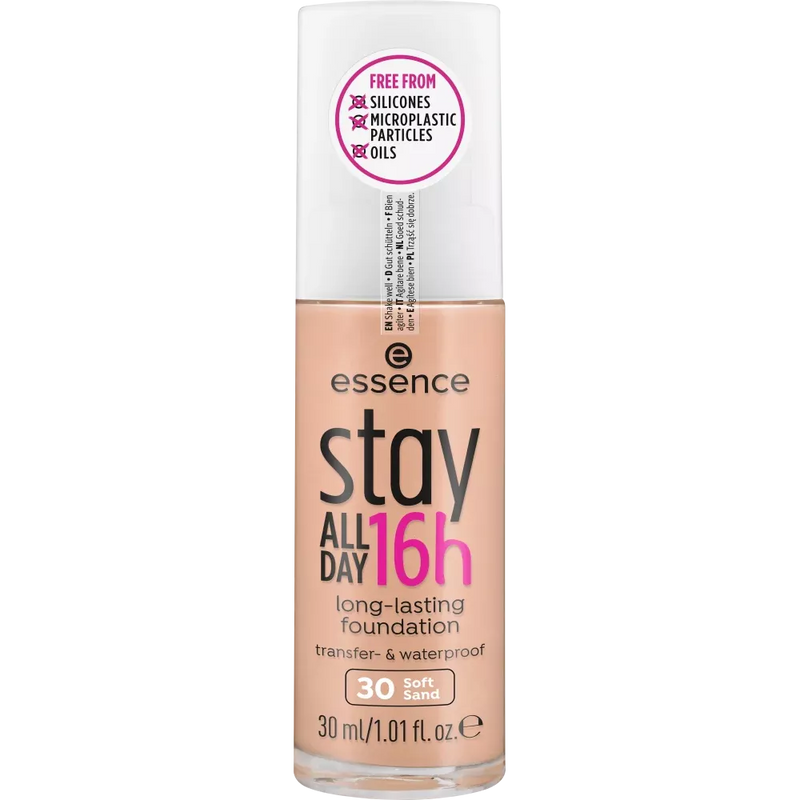 essence cosmetics Make-up stay ALL DAY 16h long-lasting Foundation Soft Sand 30, 30 ml