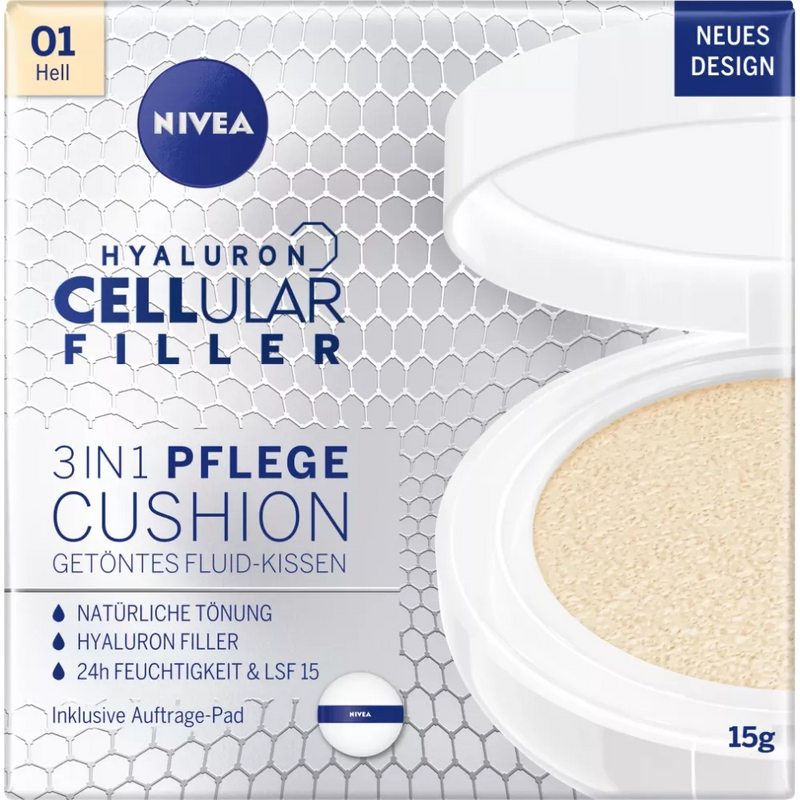 NIVEA Hyaluron CELLular Filler 3in1 Care Cushion Makeup SPF15 - 15 gram - 01 light