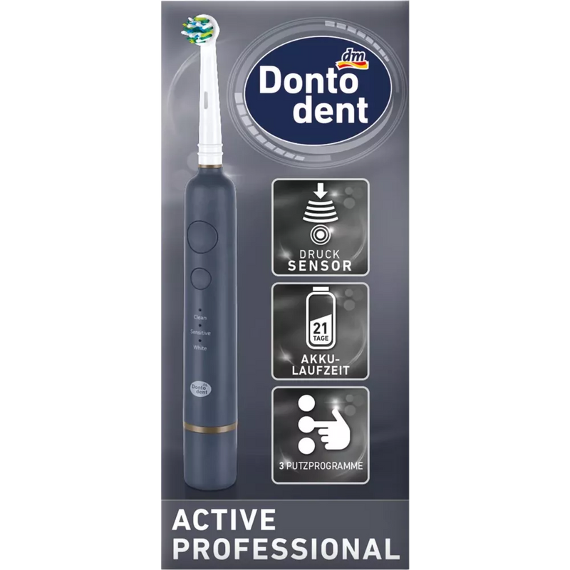 Dontodent Active Professional elektrische tandenborstel Pure White/Graphite Blue, 1 st