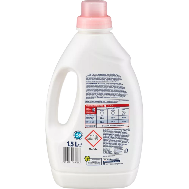 Denkmit Fijne en Wolwaslotion Ultra Gevoelig, 1,5 l