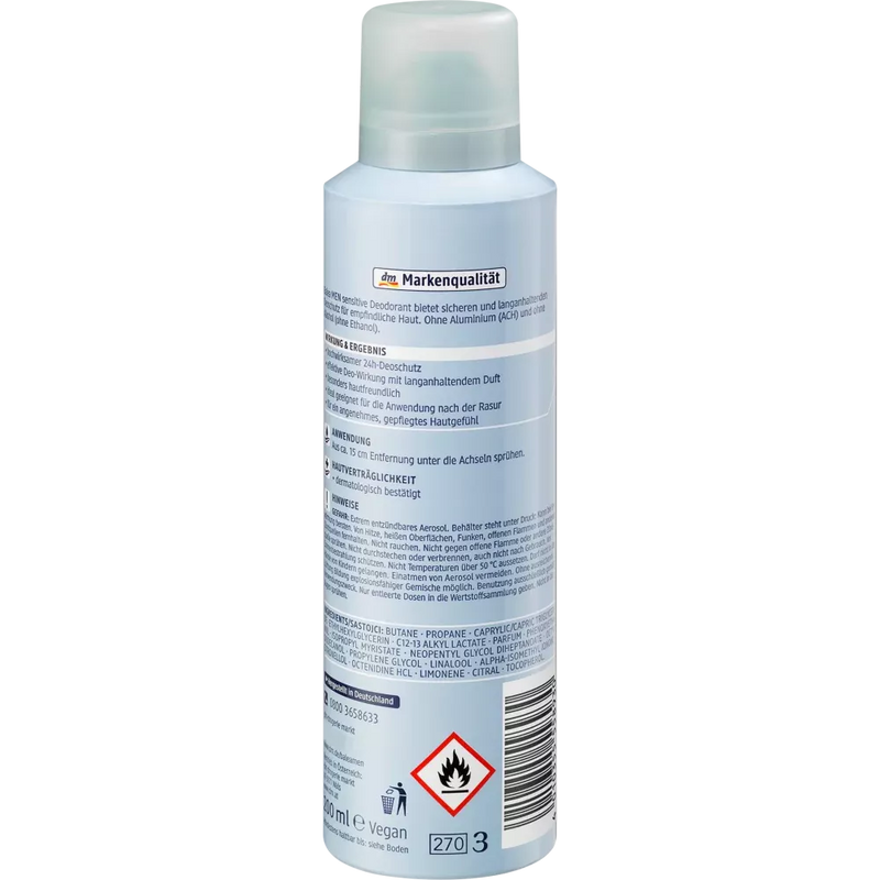 Balea MEN Deo Spray Deodorant sensitive, 200 ml
