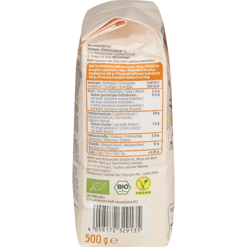 dmBio Griesmeel, spelt, Naturland, 500 g