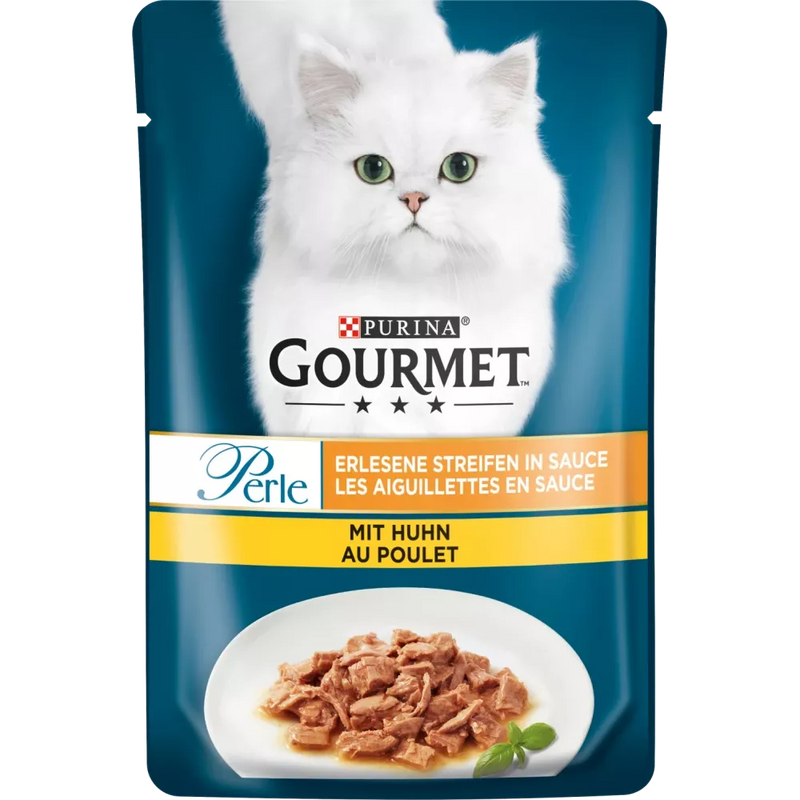 Purina Gourmet Nat kattenvoer met kip, parel - exquise reepjes in saus, 85 g