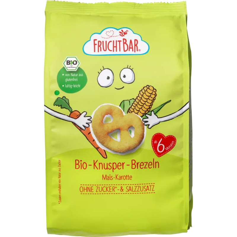 FruchtBar Kindersnack Crunchy Pretzels Maïs & Wortel vanaf 6 maanden, 25 g