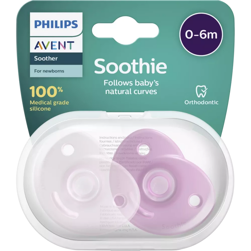 Philips AVENT Fopspeen Soothie silicone, roze/roze, vanaf geboorte, 1 stuk
