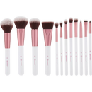 BH Cosmetics Borstelset Kristalkwarts - 12 stuks met cosmetisch tasje, 1 stuks.