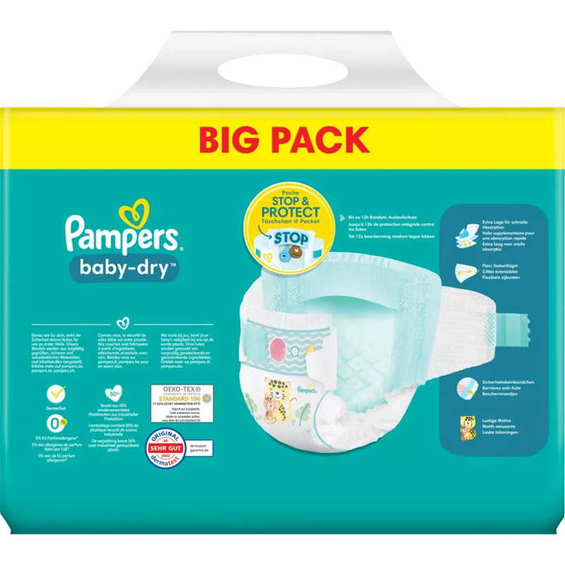 Pampers Luiers Baby Dry maat 3 Midi (6-10 kg), Grootverpakking, 80 stuks.