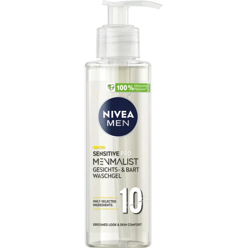 NIVEA MEN Pro Sensitive Menmalist Face Beard Wash Gel, 200 ml